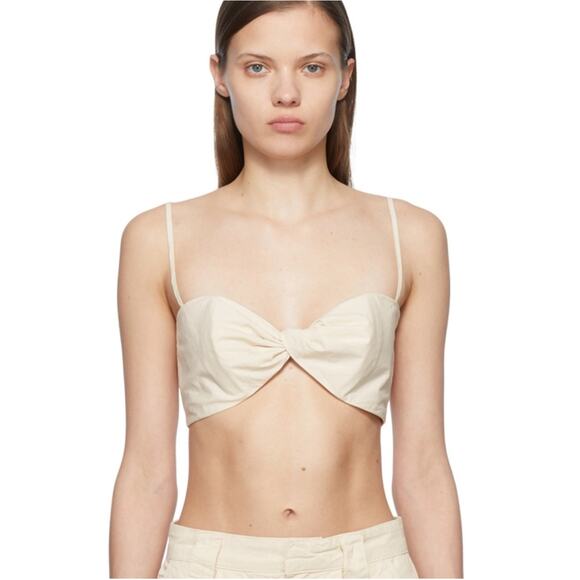 Frame Cotton Poplin Twist Front Bra Top in Flax. Size Large NWOT - Picture 1 of 5